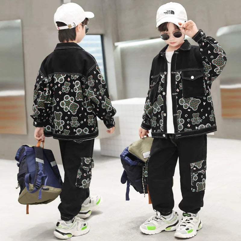 Tenue enfant garçon – Ensemble manteau et pantalon coton, look décontracté