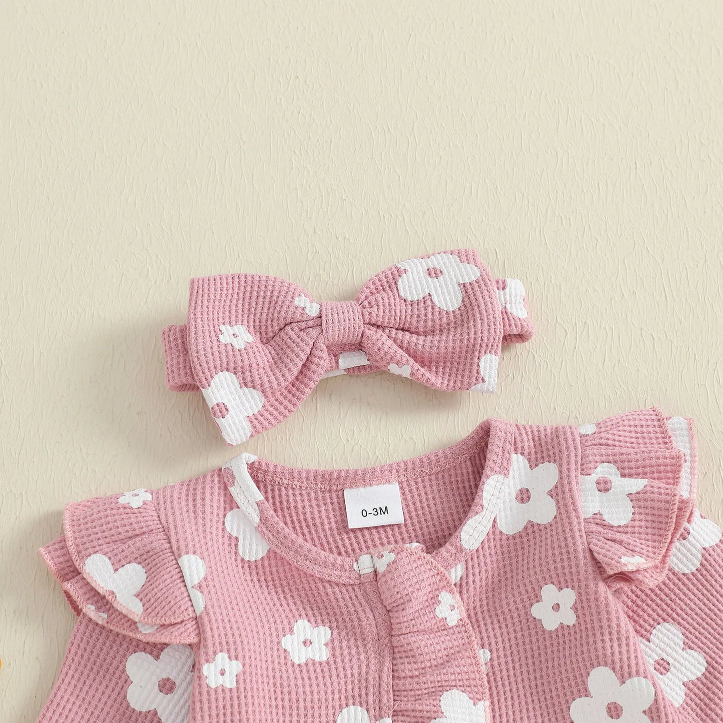 Ensemble bébé fille 2 pièces : combinaison florale à manches longues + bandeau .