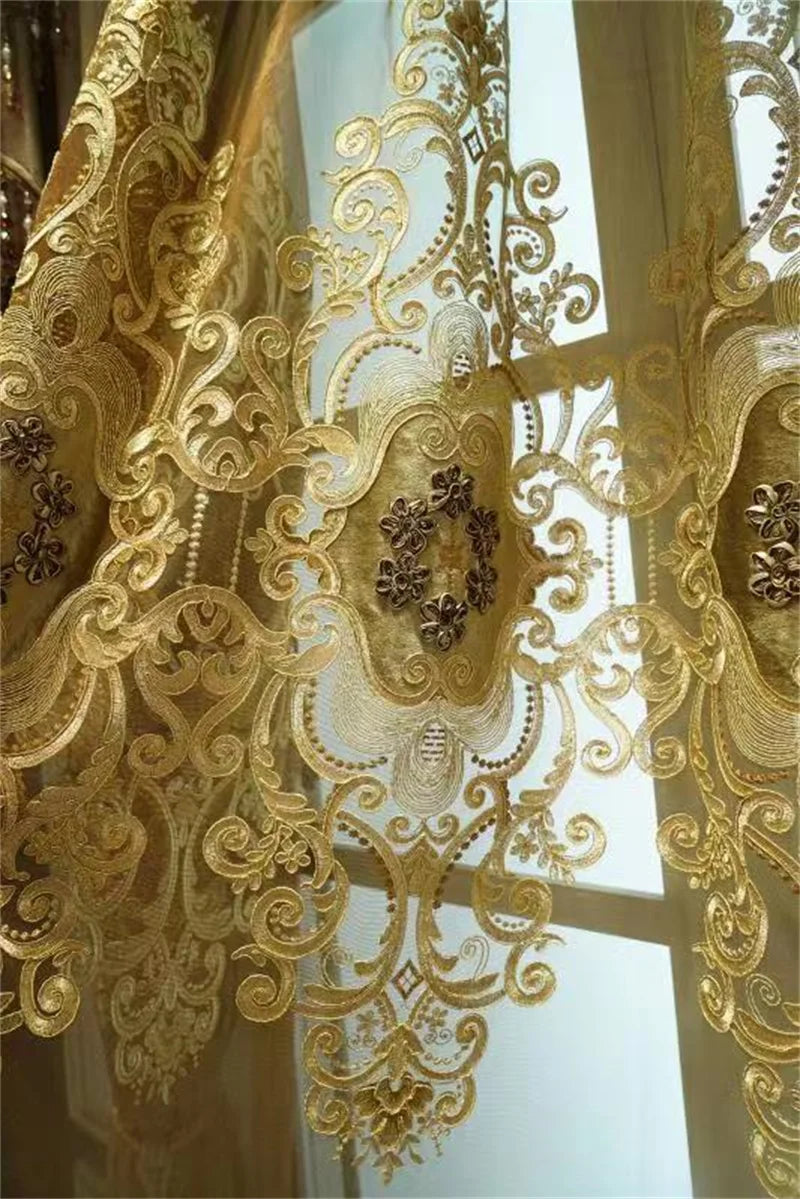 Rideau Brodé Luxe – Chenille, Style Européen, Avec Cantonnière .