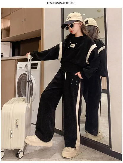 Ensemble bébé fille coréen 2 pièces 4-15 ans, style printemps, tendance oversize .