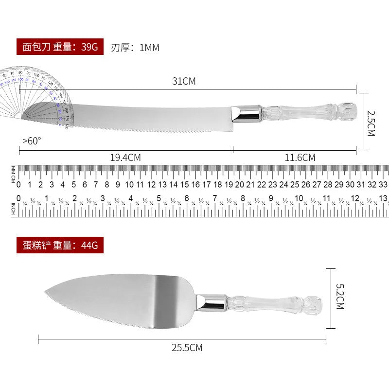 Ensemble pelle et spatule à gâteau en acier inox – mariage, anniversaire, fête