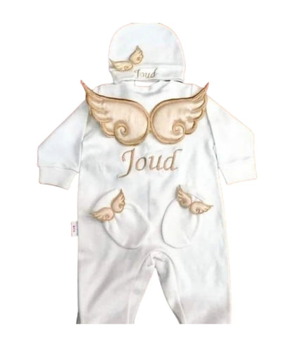 Barboteuse Bébé Jetable avec Nom, Ailes d'Ange, Sortie de Maternité .