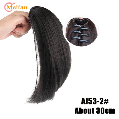 MEIFAN Short Synthetic Ponytail, Natural Claw Clip, Heat Resistant Hair.