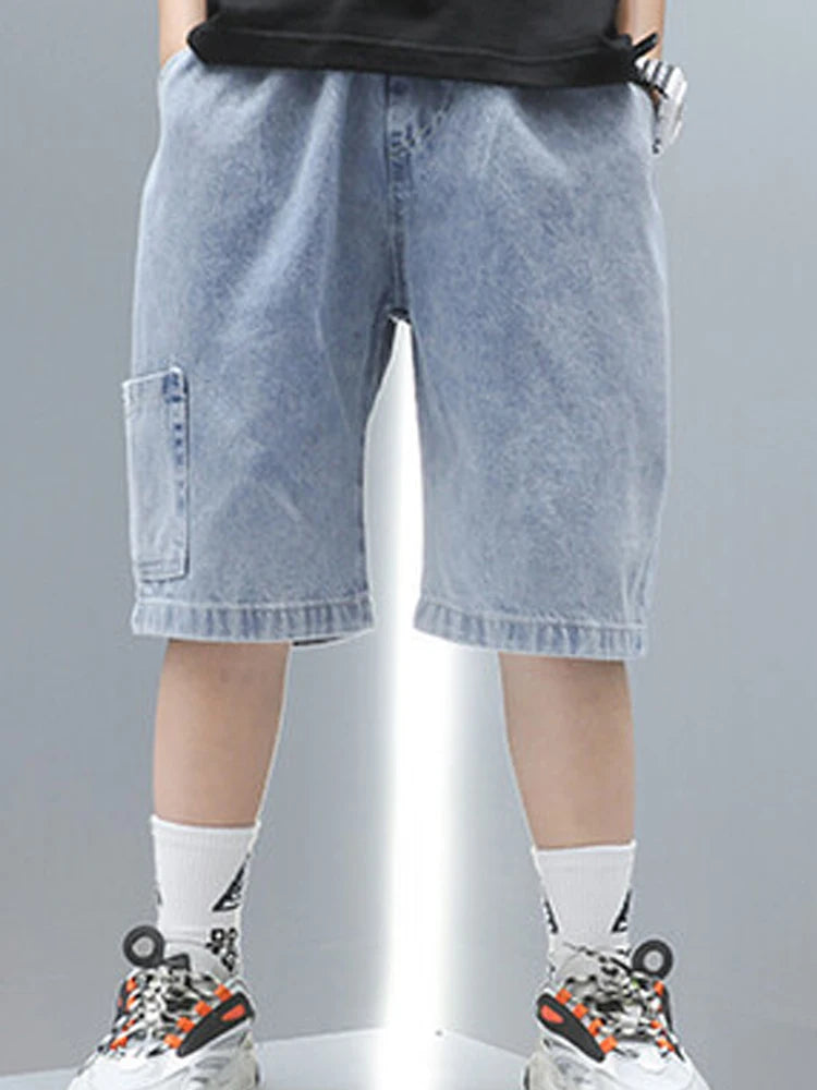 Jeans enfants garçons et filles – Shorts denim stretch coréen – Pantalons déchirés tendance adolescents – Vêtements denim confortables