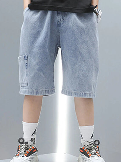 Jeans enfants garçons et filles – Shorts denim stretch coréen – Pantalons déchirés tendance adolescents – Vêtements denim confortables