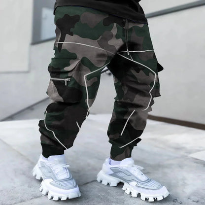 Pantalon Cargo Homme Imprimé Tendance, Coupe Ample, Mode Streetwear 4 Saisons.