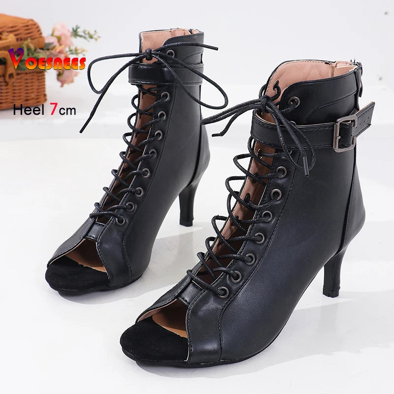 Bottines noires découpées à talons aiguilles 7cm – Chaussures danse Jazz femme