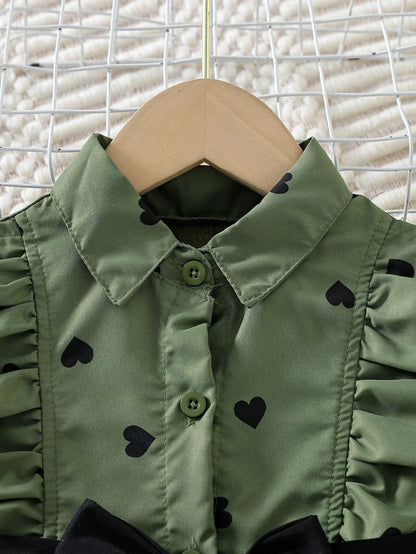 Ensemble fille 2 pièces – chemise + bas, printemps/automne (1‑8 ans)