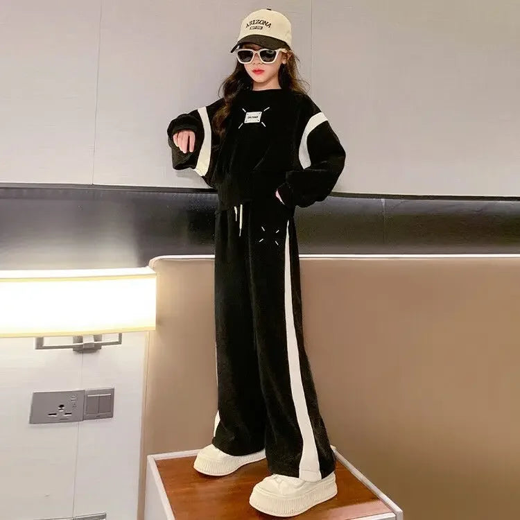 Ensemble bébé fille coréen 2 pièces 4-15 ans, style printemps, tendance oversize .