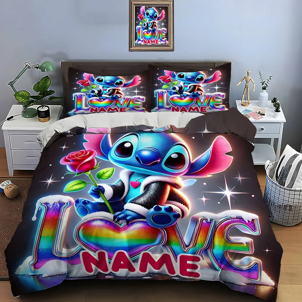 Housse de couette Disney Stitch personnalisée 3 pièces King Size, adulte