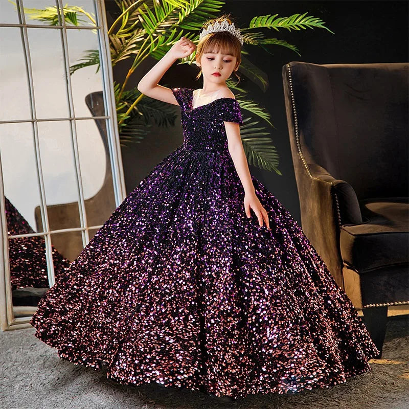Robe cérémonie fille tulle bouffant fleurs chic