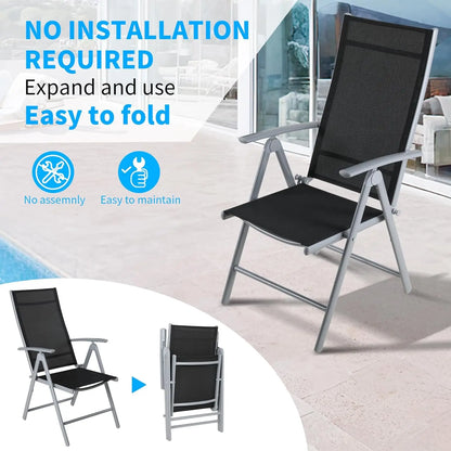 Lot de 2 chaises de jardin pliantes, dossier 7 positions, charge 150 kg .