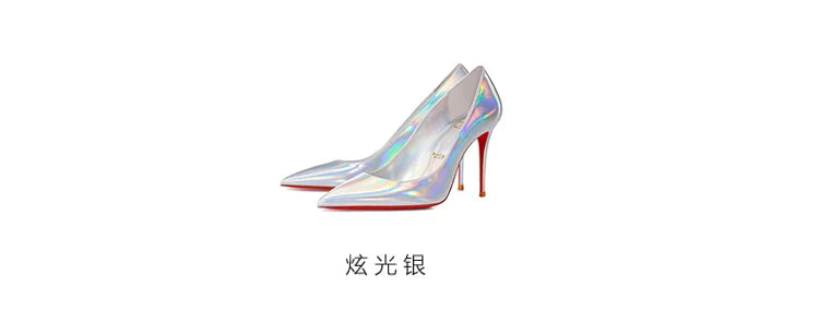Escarpins femme luxe cuir, talons aiguilles bout pointu, rouge brillant et blanc .