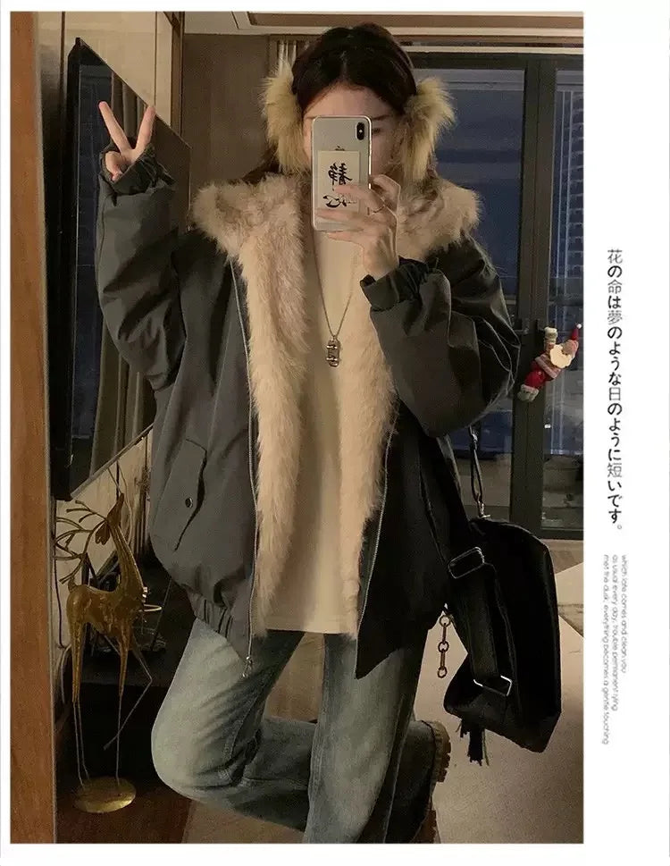 Manteau Femme Chaud – Double Face Capuche Automne/Hiver