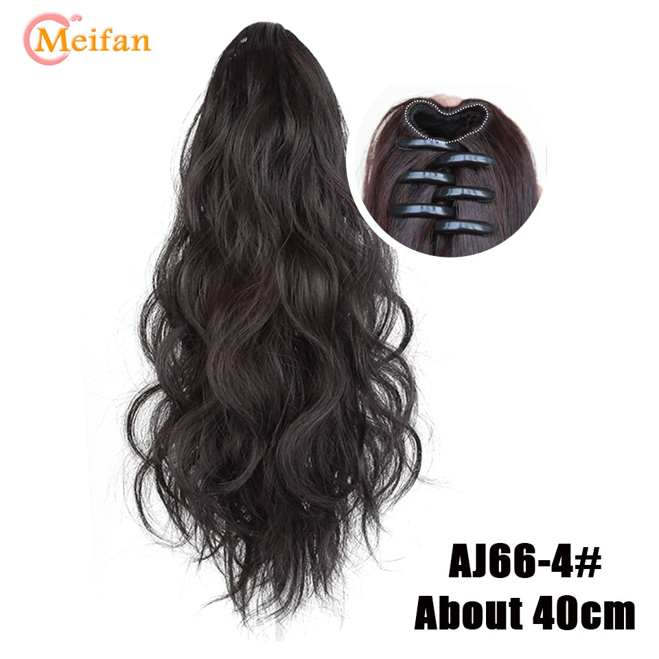 MEIFAN Short Synthetic Ponytail, Natural Claw Clip, Heat Resistant Hair.