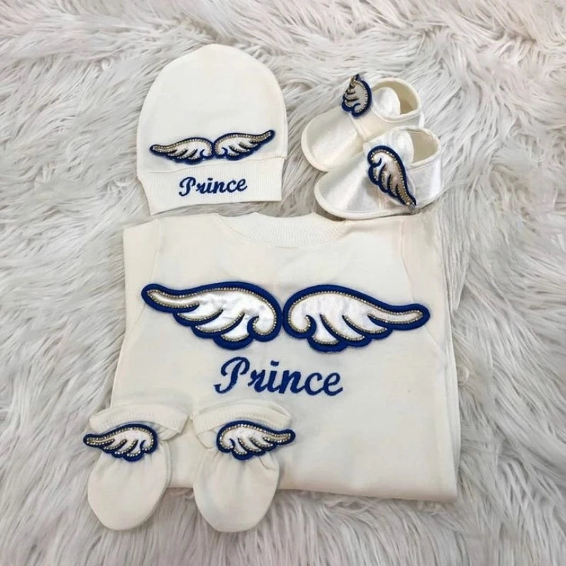 Barboteuse Bébé Jetable avec Nom, Ailes d'Ange, Sortie de Maternité .