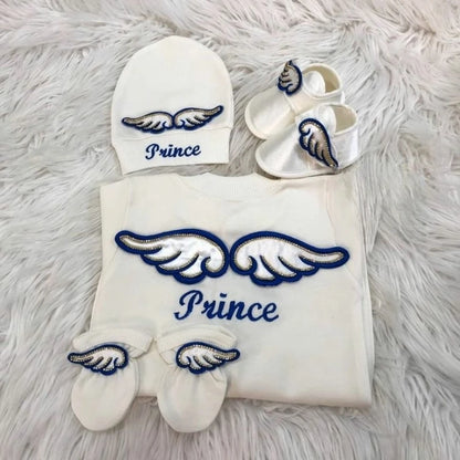 Barboteuse Bébé Jetable avec Nom, Ailes d'Ange, Sortie de Maternité .