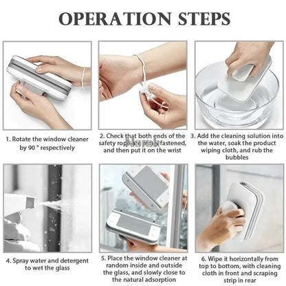 Nettoyeur de Vitres Magnétique – Double Face, Aimant Puissant, Lavage Intérieur/Extérieur