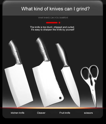 Affûteur manuel professionnel 3 étapes – carbure de tungstène & diamant, style japonais, couteaux/ciseaux de cuisine