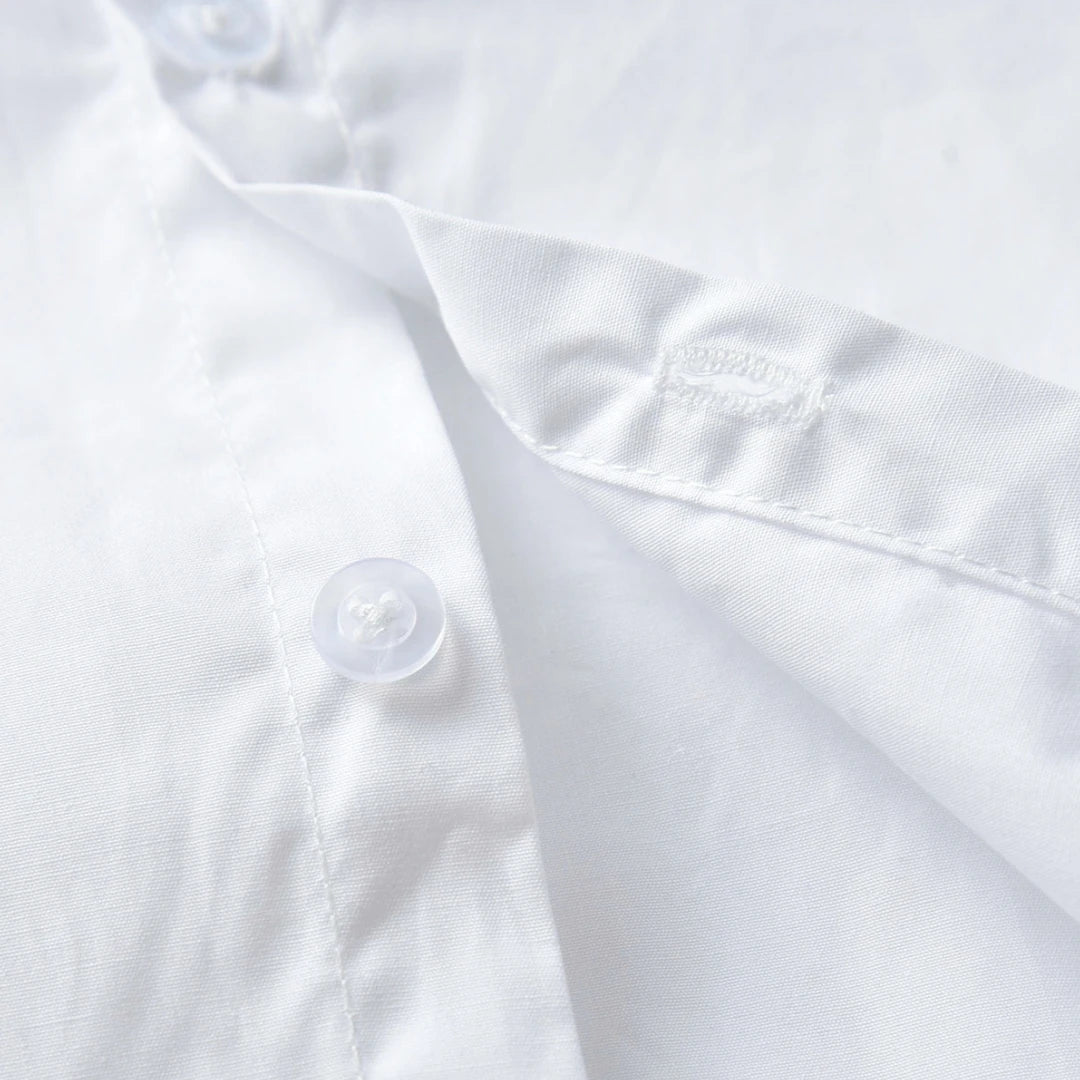 Costume blanc garçon – Baptême, mariage, chemise, pantalon à bretelles, 1-6 ans