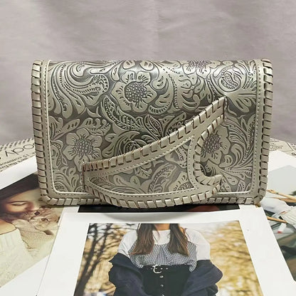 Sac à main femme rétro cuir PU doux – Petit sac de luxe avec imprimé argent élégant banlieue collection