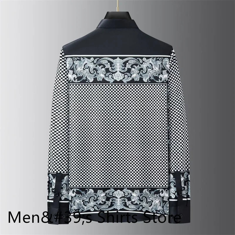 Chemise de luxe imprimée rétro pour hommes .