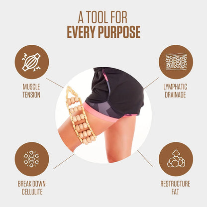 Rouleau de Massage Bois – Soulagement Musculaire, Sculpture du Corps .