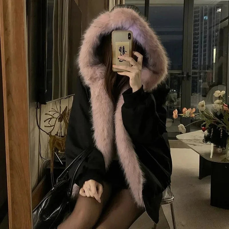 Manteau Femme Chaud – Double Face Capuche Automne/Hiver