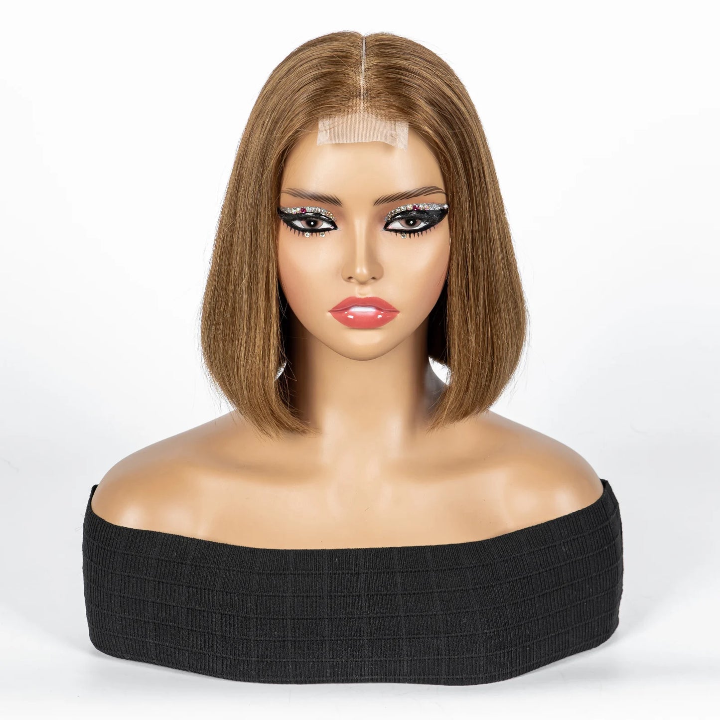 Perruque Bob courte droite colorée – cheveux humains 100%, dentelle 2x6 transparente, densité 250%