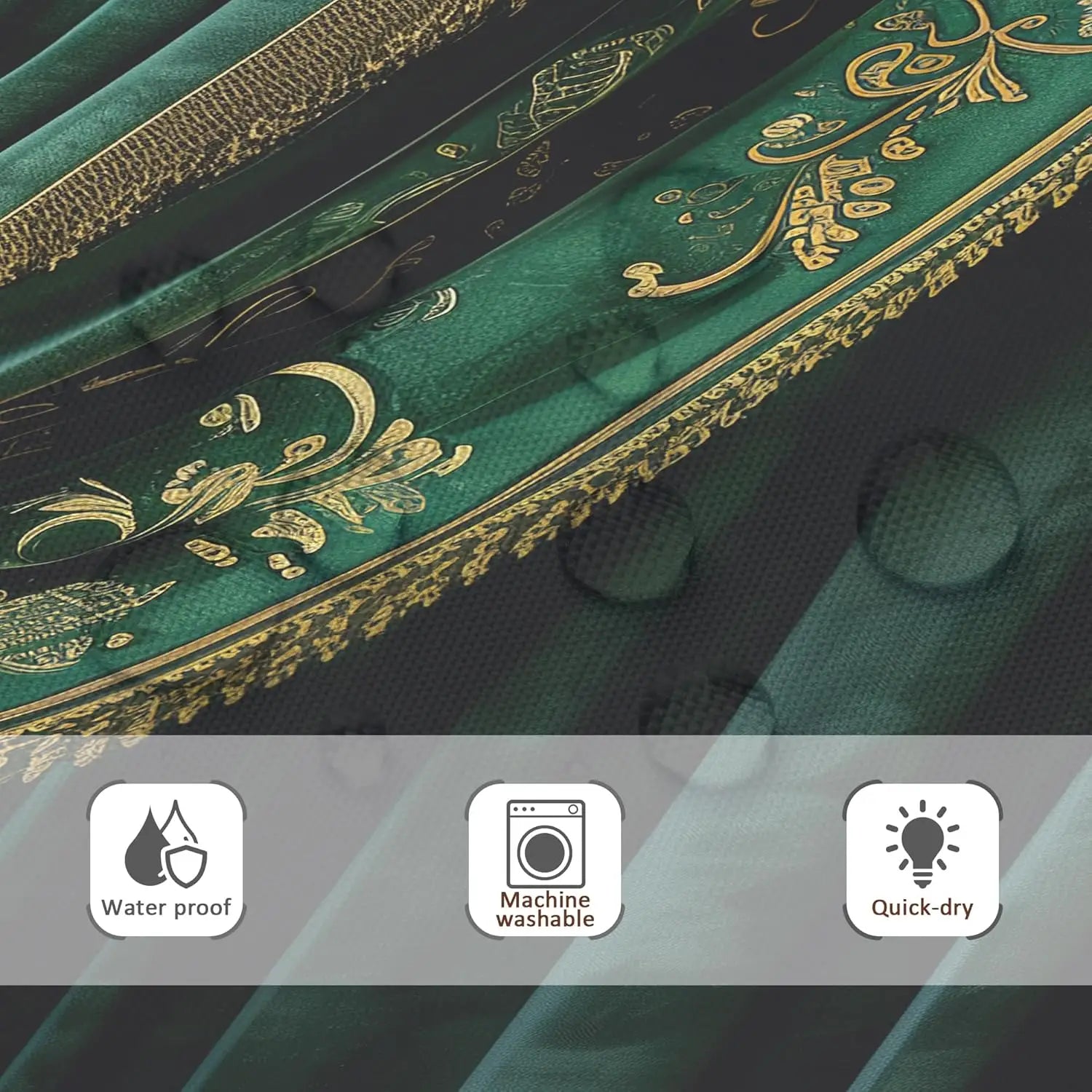 Rideau vert émeraude – Imprimé vintage luxe, décoration intérieur