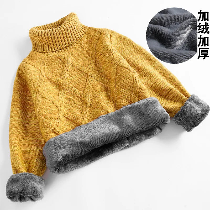 Pull Col Roulé Enfant Garçon/Fille – Épaissi et Rembourré, Chaud Automne Hiver, 3-10 Ans