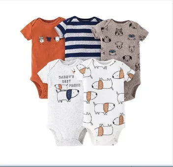 Combinaison bébé été coton, 5 pièces, dessins animés