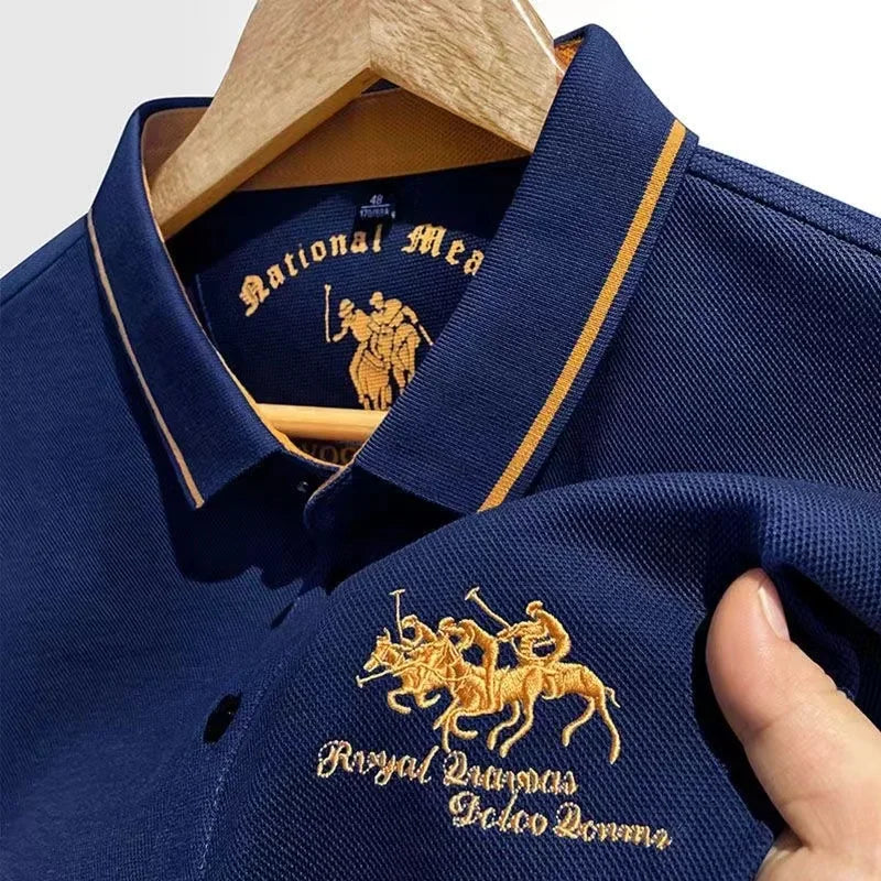 Polo homme été , coton brodé, manches courtes, haut de gamme .