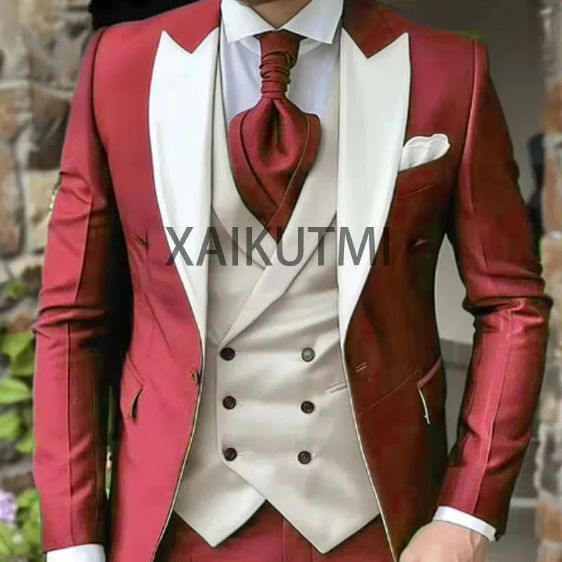 Costume homme 3 pièces violet, élégant, blazer boutonnage simple, mariage luxe .