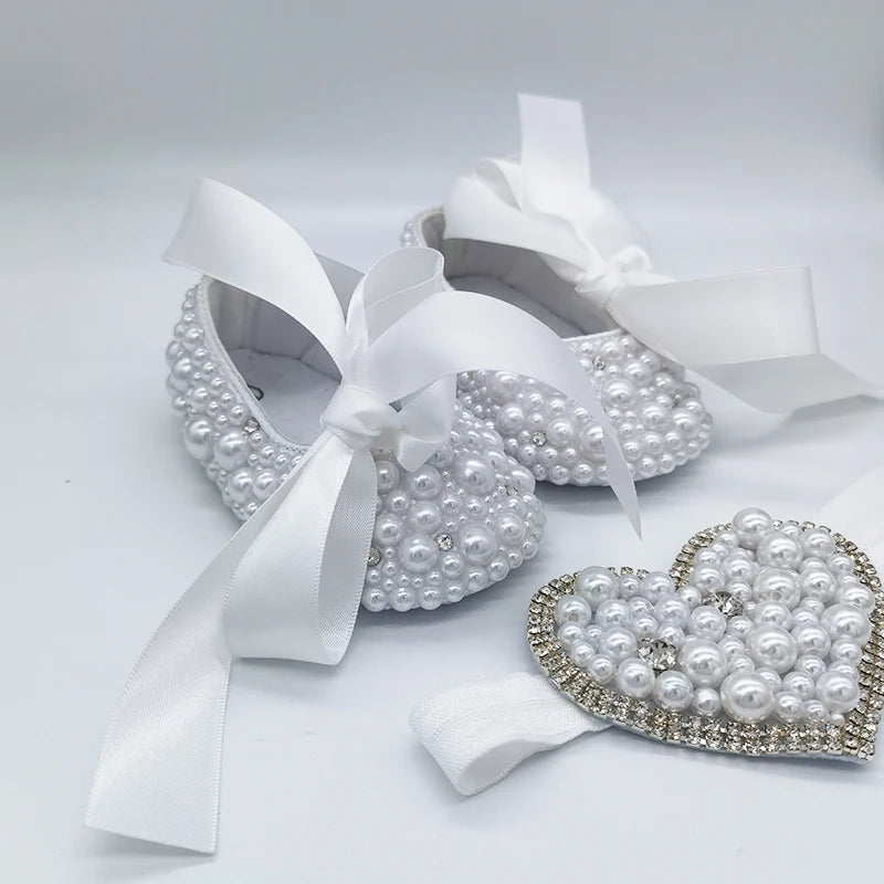 Chaussures Bébé Fille Brillantes, Cœur, Cadeau Naissance/Baptême .