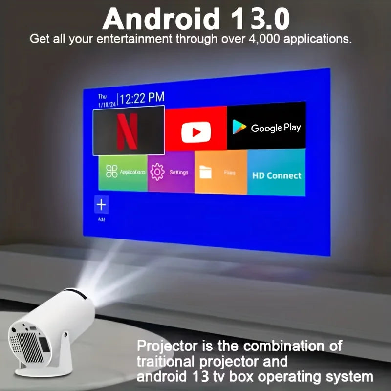 Mini Projecteur DEYSIN HY300 Plus – 4K, Android, WiFi, LED