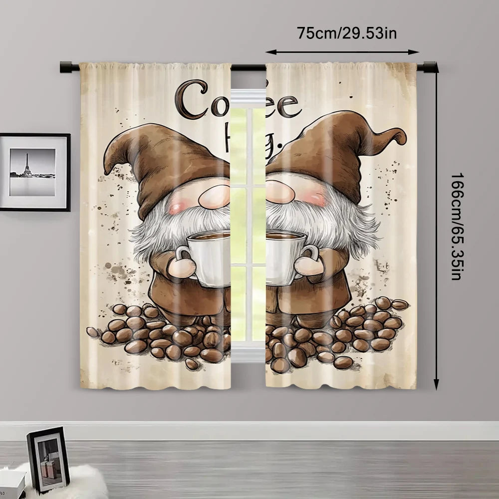 Rideaux filtrants gnome café, 2 pièces, polyester polyvalent salon/chambre