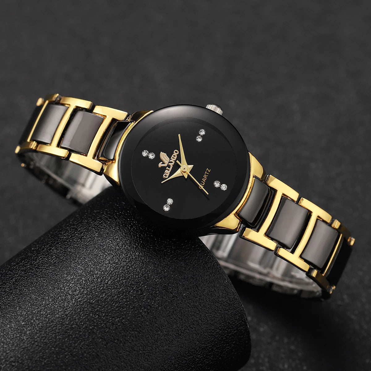 Montres à quartz acier inoxydable couple homme/femme, lot de 2, style business .