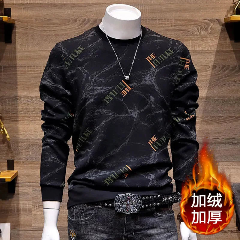 Sweat-shirt Homme Col Rond – Style Coréen Tendance , Slim, Imprimé, Look Jeune, Veste Automne