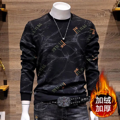 Sweat-shirt Homme Col Rond – Style Coréen Tendance , Slim, Imprimé, Look Jeune, Veste Automne