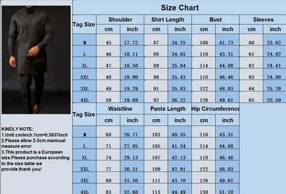 Ensemble africain homme de 2 pièces, chemise manches longues, pantalon, été .