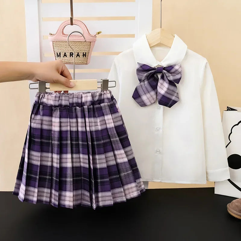 Ensemble cosplay Sanrio Kuromi My Melody 2024, jupe plissée JK, cardigan tricoté style collégial, costume trois pièces pour enfants