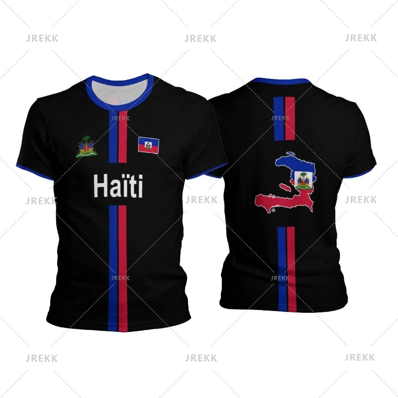 T-shirt Haïti Football – Oversize unisexe, drapeau Haïti, graphique Y2K,