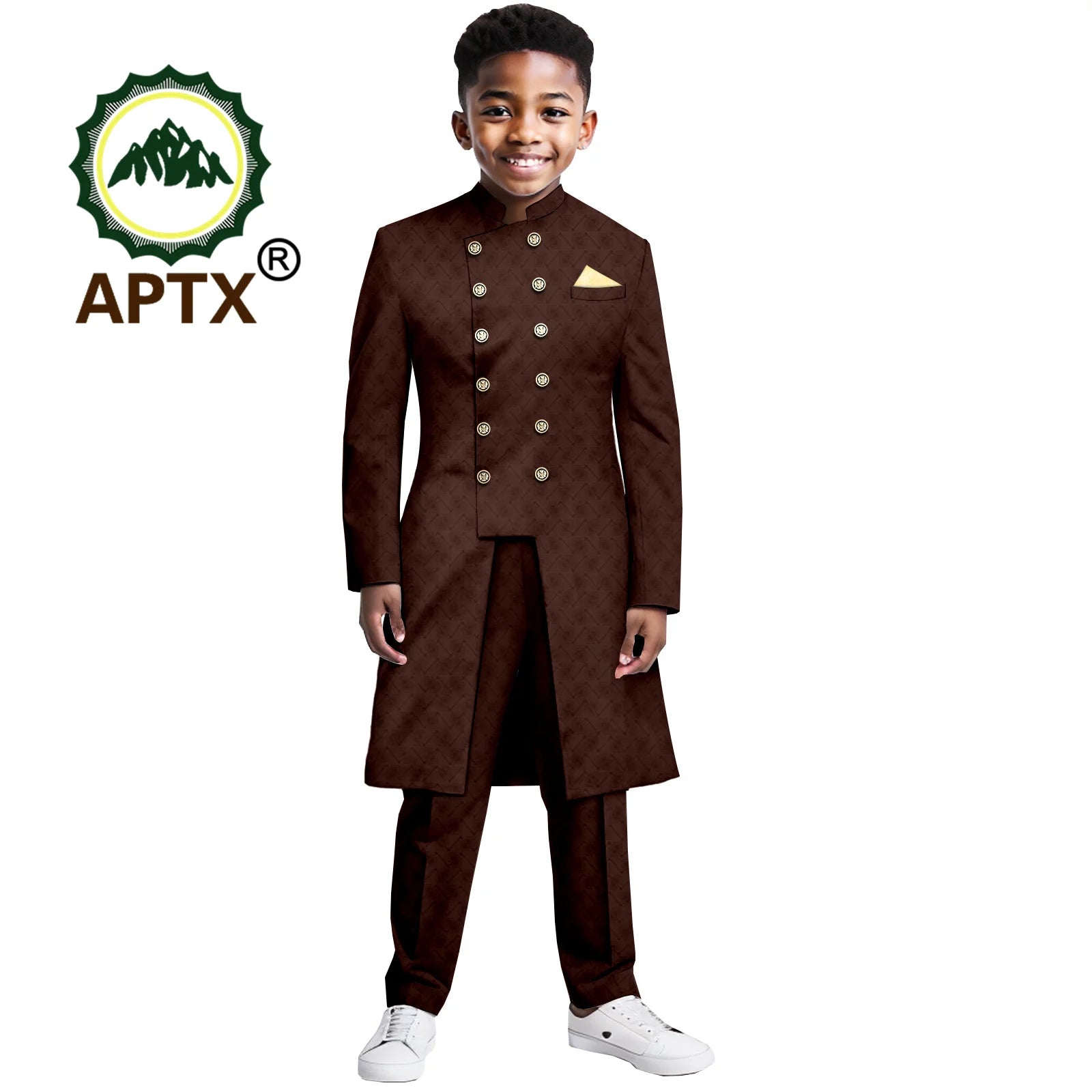 Ensemble garçon africain – Tenue traditionnelle 2 pièces, veste et pantalon, robe formelle pour fête et mariage