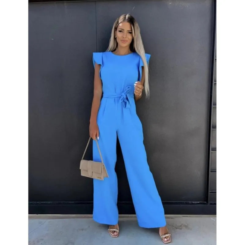 Combinaison Femme Été Taille Haute Unie Beige avec Bretelles et Fermeture Éclair