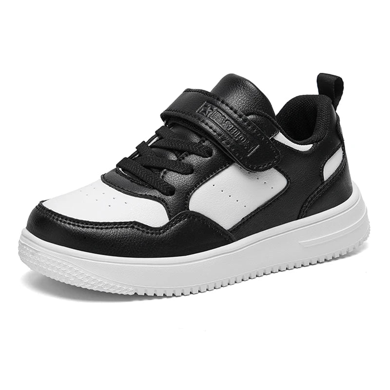 Chaussures de Marche Enfant – Plates en Cuir Noir, Légères, Garçon/Fille