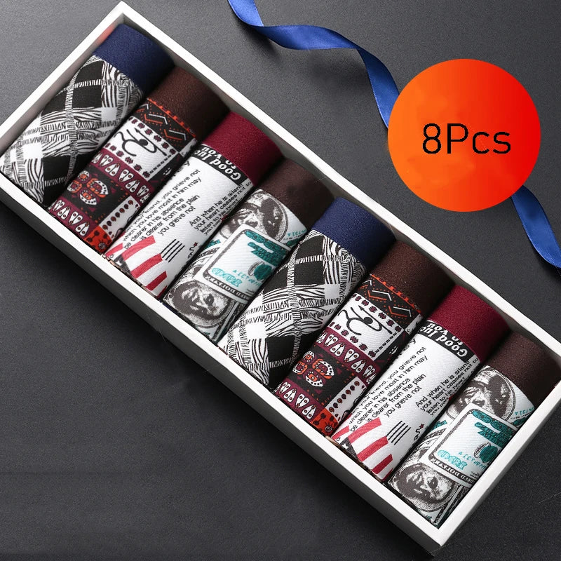 lot boxers homme sexy imprimés grande taille respirants 8 pieces .