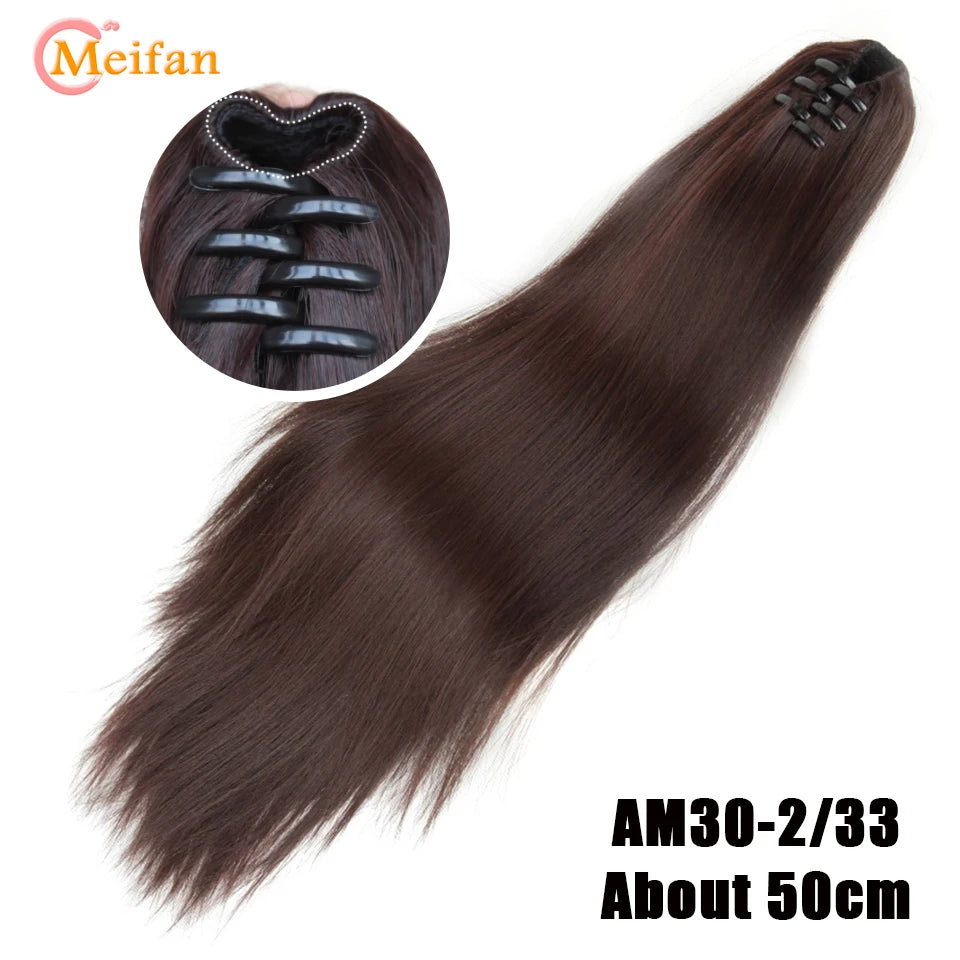 MEIFAN Short Synthetic Ponytail, Natural Claw Clip, Heat Resistant Hair.