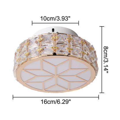 Plafonnier LED Fleur en Cristal Or – Allée, Escalier, Cuisine .