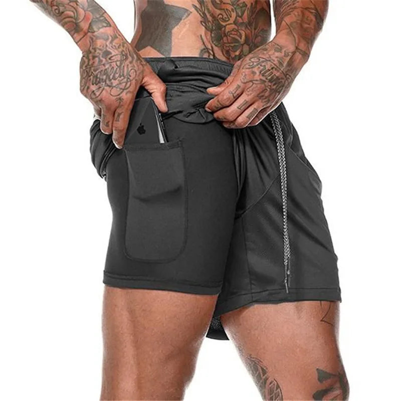 Short de sport homme – Double pont, 2 en 1, jogging, fitness, été, entraînement, plage, pantalon court
